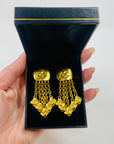1996 CHANEL CC LOGO CHAIN LETTERS TASSELS DROP CLIP ON EARRINGS