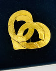 1995 CHANEL CC LOGO MARK HEART BROOCH