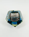 1960s BROWN GREEN YELLOW BLUE SOMMERSO DIAMOND FACETED GLASS BOWL