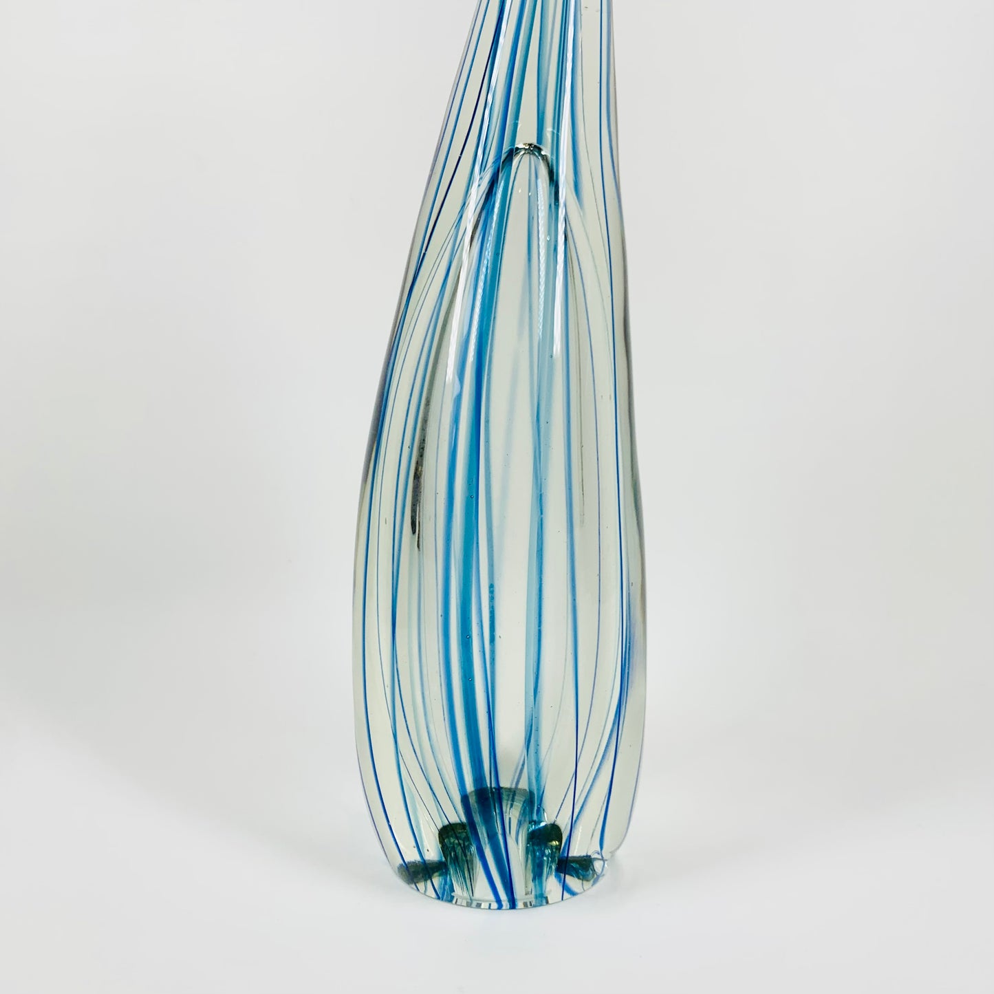 1980s MURANO BLUE LATTICINO ART GLASS SCULPTURE/PAPERWEIGHT