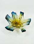1950s MURANO AMBER BLUE OMBRE GLASS PINCHED LEAF BOWL/ASHTRAY