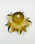1950s MURANO BROWN PINCHED RUFFLE RIM SOMMERSO GLASS BOWL/ASHTRAY