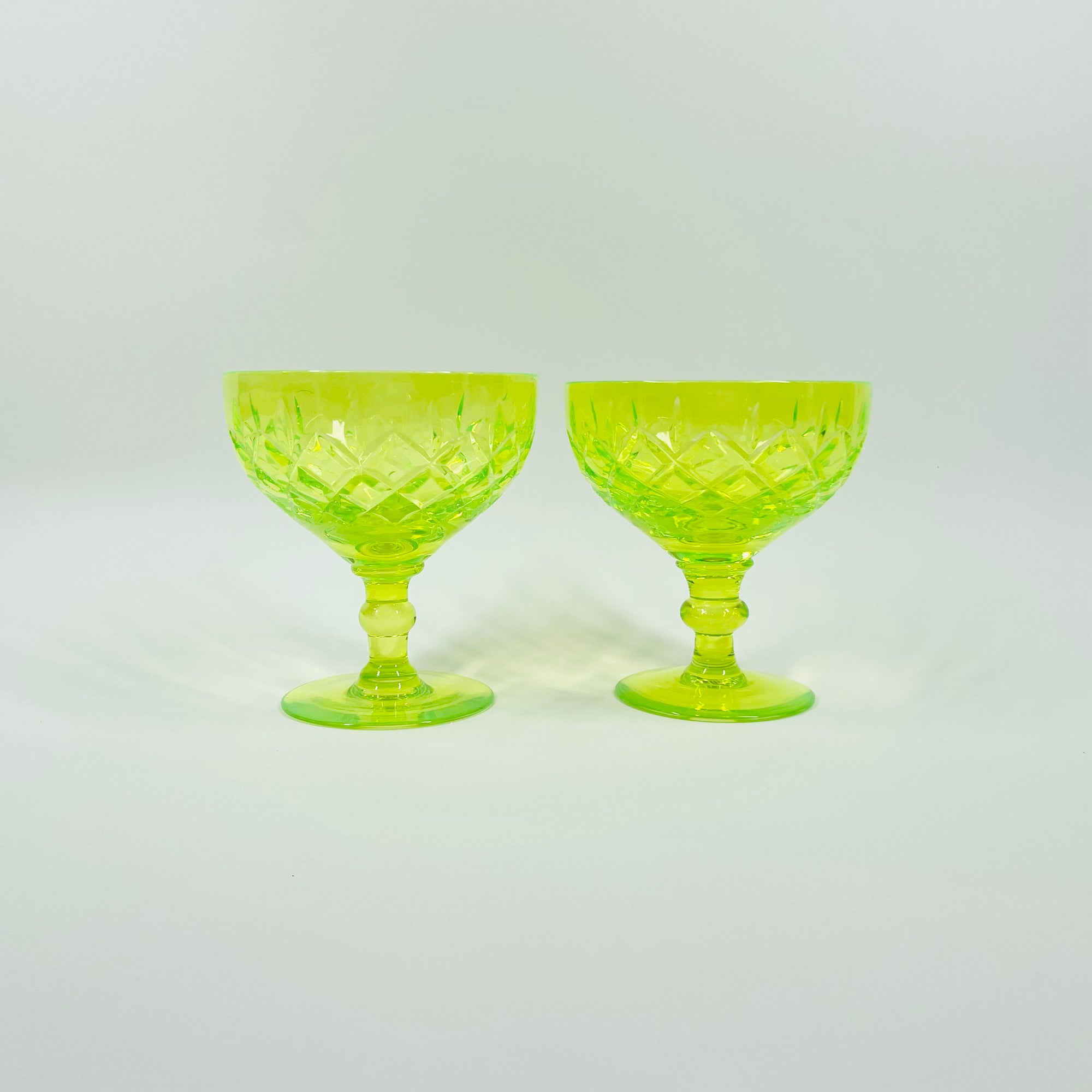 ANTIQUE URANIUM GLASS WHISKEY SET