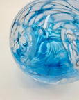 1980s MURANO MOUTH BLOWN BLUE SPATTER BOTTLE VASE