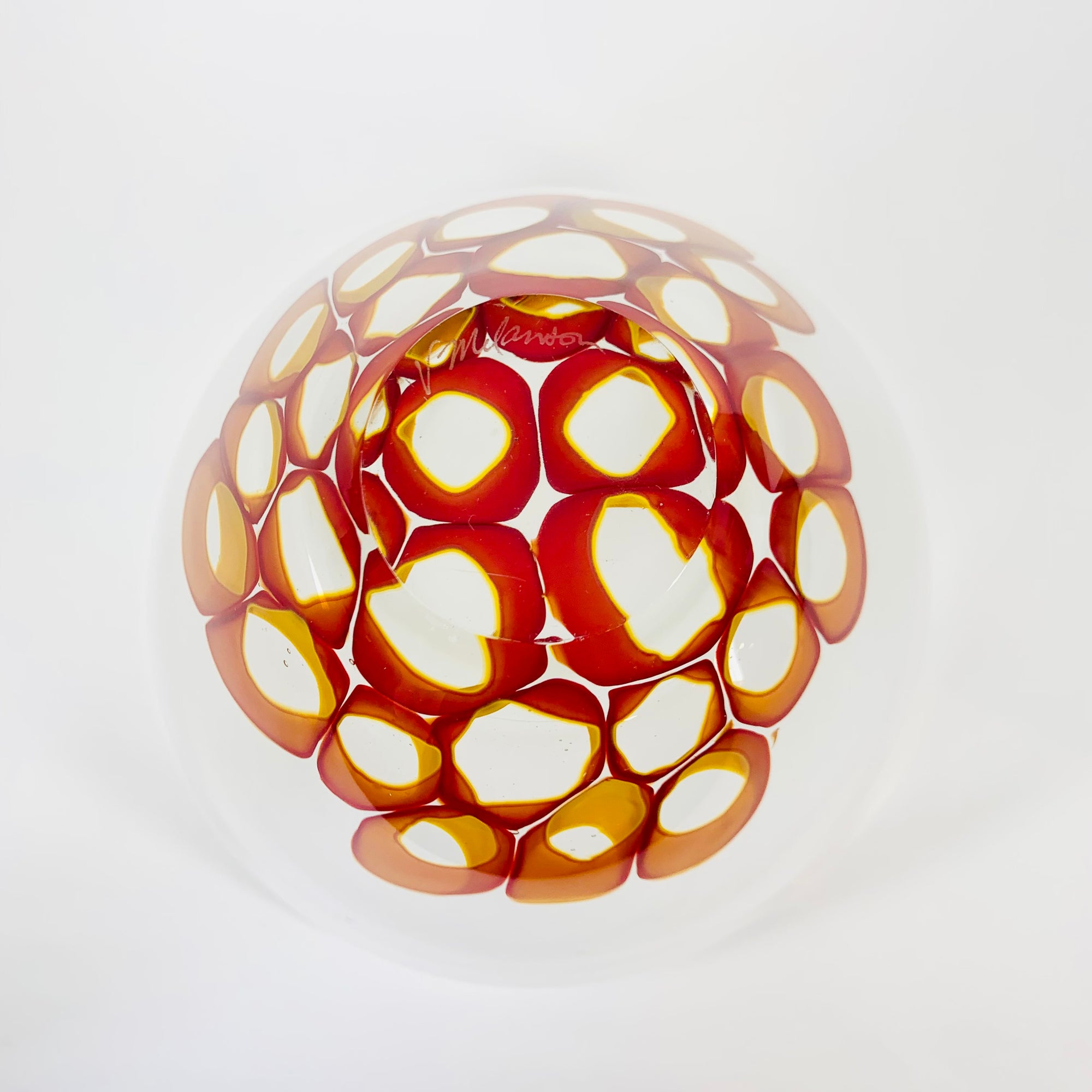 ORANGE ABSTRACT ART GLASS VASE