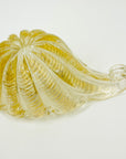 1940s BAROVIER GOLD SOMEMRSO GLASS BOWL WITH SCROLL HANDLES