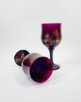 1990s HAND PAINTED PINK WINE GLASSES
