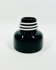 1980s AUSTRALIAN HAND MADE BLACK GLASS POSY VASE WITH WHITE WIRING