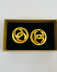 1994 CHANEL CC GOLD LOGO BUTTON CLIP ON EARRINGS