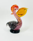 1980s CZECH PINK SPATTER GLASS PELICAN