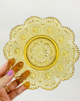 ANTIQUE AMBER PRESSED GLASS TEA CUP & SAUCER