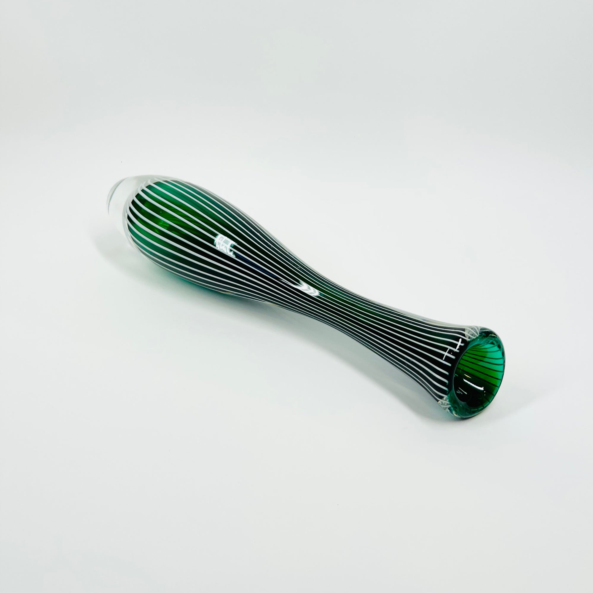 1960s ZEBRA SOMMERSO GLASS VASE BY VICKE LINDSTRAND FOR KOSTA BODA