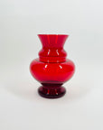 ANTIQUE ITALIAN MURANO RUBY RED GLASS HOOP POSY VASE