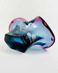 1970s MURANO PURPLE BLUE PINK TIE DYE LIP BOWL