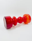 1960s JAPANESE CASED RED ORANGE GLASS HOOP VASE/CANDLE HOLDER