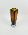 1960s SWEDISH ASEDA BROWN SOMMERSO GLASS BLOCK VASE BY BO BORGSTROM