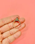 SILVER AMBER CABOCHON RING