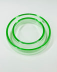 LARGE ANTIQUE GREEN DEPRESSION URANIUM GLASS ROUND FLOWER FROG