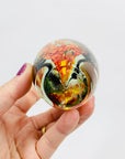 1980s ORANGE SPATTER ART GLASS PAPERWEIGHT