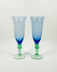 1960s BLUE GREEN GLASS GOBLETS