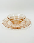 ANTIQUE DEPRESSION PINK PRESSED GLASS PLATE/BOWL/DINNER SERVICE
