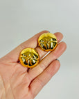 1998 CHANEL CC GOLD LOGO FLOWER CLIP ON EARRINGS