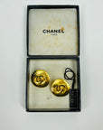 1996 CHANEL CC GOLD LOGO BUTTON CLIP ON EARRINGS
