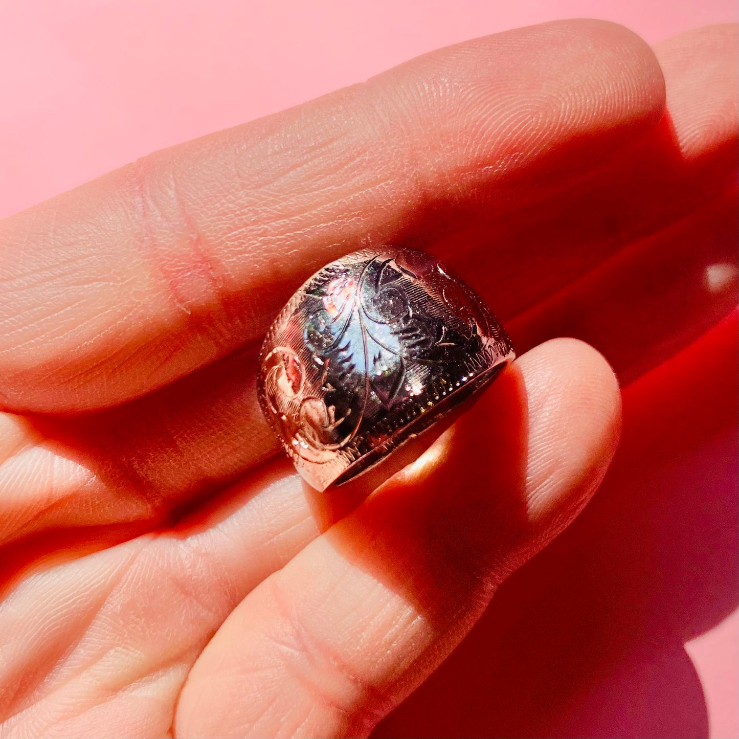 ETCHED SILVER RING