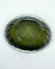 LARGE 1980s MURANO MANDRUZZATO OLIVE GREEN SOMEMRSO GLASS GEODE BOWL/ASHTRAY