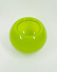 1980s LIME GREEN SPATTER ART GLASS FOOTED POSY VASE