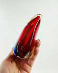 SIGNED 1950s ITALIAN MURANO HARLEQUIN SOMMERSO GLASS MINI SWUNG VASE