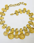 1980s GIVENCY ESTRUCAN STYLE MEDALLION LAYERED CHARMS NECKLACE