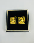 1995 CHANEL CC LOGO MARK HOLLOW RECTANGLE CLIP ON EARRINGS