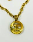 1994 CHANEL FILIGREE HOLLOW LOGO MEDALLION PENDANT NECKLACE WITH FANCY LINKS