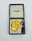 1995 CHANEL CC LOGO MARK CLOVER BROOCH