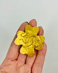 1995 CHANEL CC LOGO MARK CLOVER BROOCH