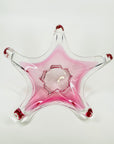 1950s LARGE CZECH SKRDLOVICE PINK SOMMERSO GLASS STARFRUIT BOWL