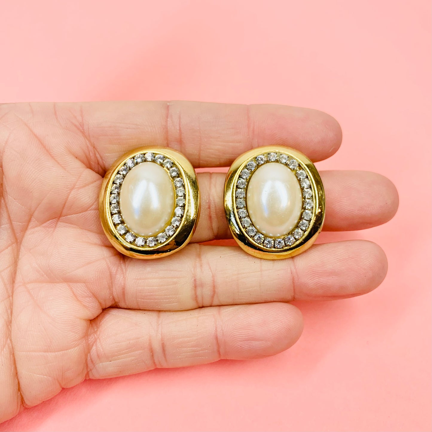 80s HALO PEARL BUTTON EARRINGS