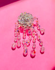 ANTIQUE BEADED CRYSTAL TASSEL BROOCH
