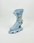 1950s JAPANESE KITSCH BLUE POTTERY BOOT VASE