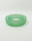 LARGE ANTIQUE GREEN DEPRESSION URANIUM GLASS ROUND FLOWER FROG
