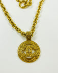 1994 CHANEL FILIGREE HOLLOW LOGO MEDALLION PENDANT NECKLACE WITH FANCY LINKS