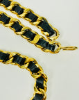 2009 CHANEL BLACK LEATHER GOLD PLATED LOGO BELT