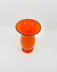 ANTIQUE CASED ORANGE GLASS POSY VASE WITH BLACK RIM