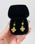 1993 CHANEL PARIS CROSSES DROP PIERCED EARRINGS