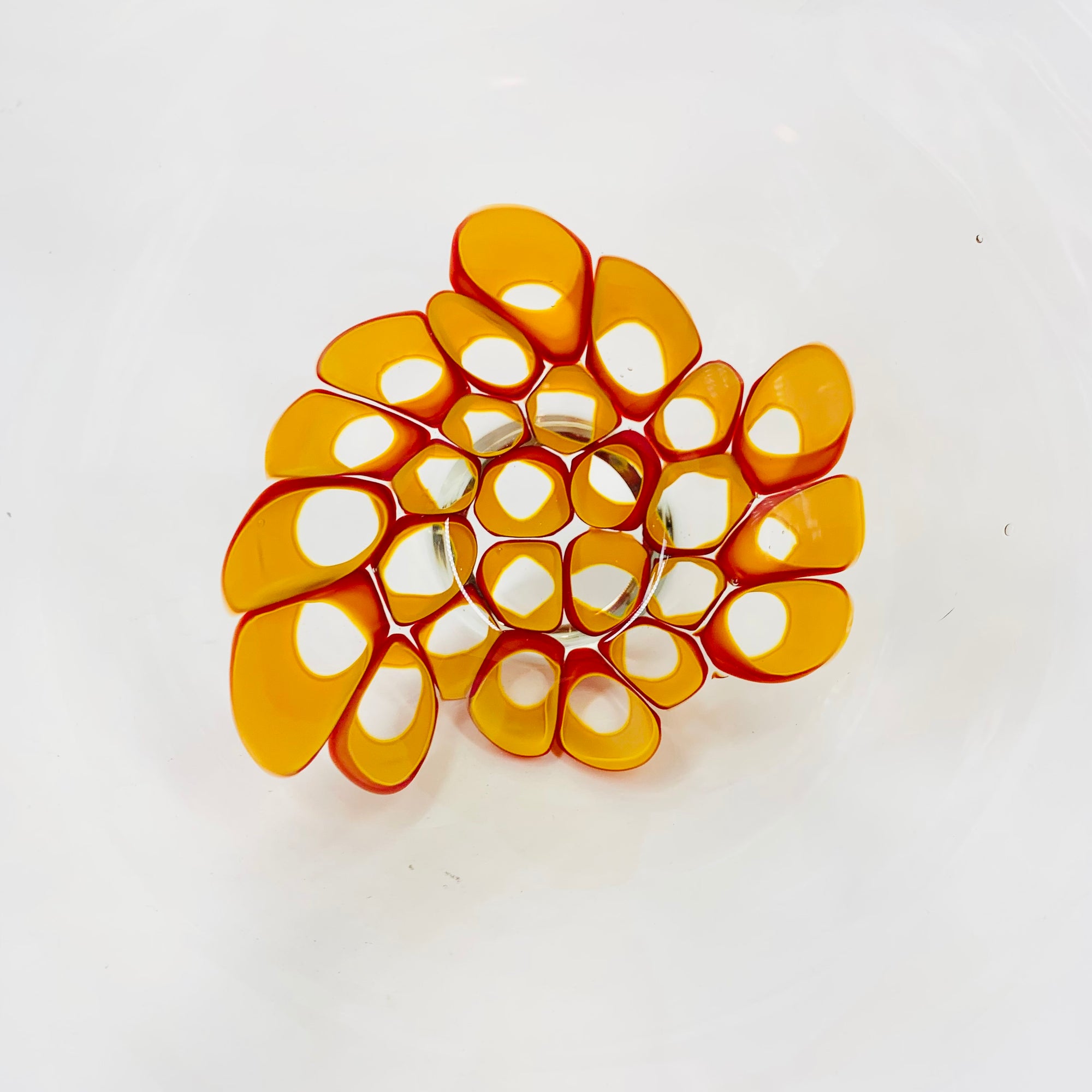 ORANGE ABSTRACT ART GLASS VASE