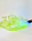 ANTIQUE ART DECO URANIUM GLASS VANITY SET