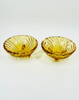 ART DECO PRESSED AMBER GLASS FOOTED DESSERT BOWL