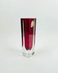 1950s DARK RUBY RED SMALL BLOCK MANDRUZZATO VASE