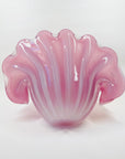 1950s PINK MURANO OPALINE GLASS CLAM SHELL BOWL (XL)